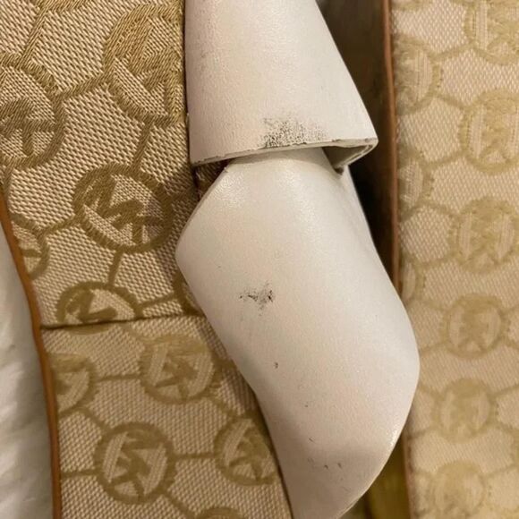 Micheal by Micheal Kors Wedge Slip-on Sandals. Off White/Gold, Sz 8 - Picture 5 of 8